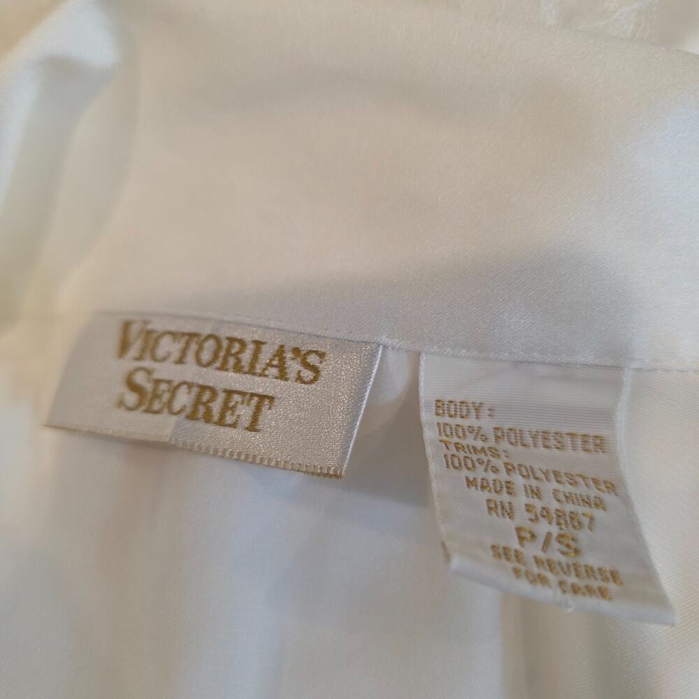 Vtg VICTORIAS SECRET Gold Label Dress Small White Satin Sheer Floral Lace 80s - Picture 8 of 8